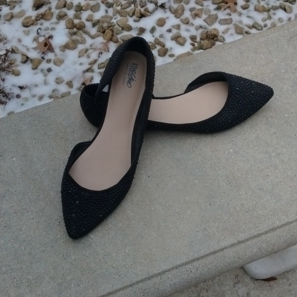 Black sparkle pointed toe flats size 9.5 - Picture 7 of 9